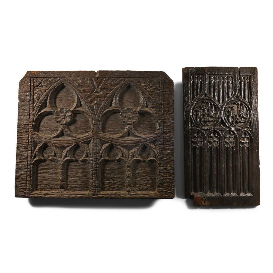 English Carved Oak Panel Group