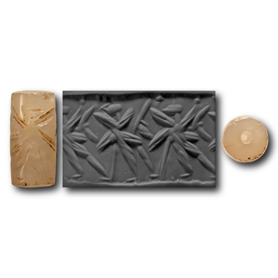 Neo Assyrian Cylinder Seal with Mythical Creatures Walking Left