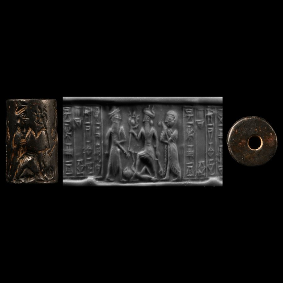 Akkadian Cylinder Seal with Worship Scene
