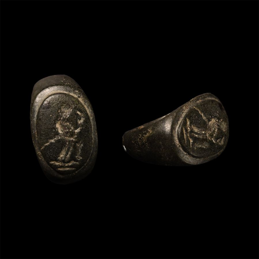 Roman Bronze Ring with Goddess