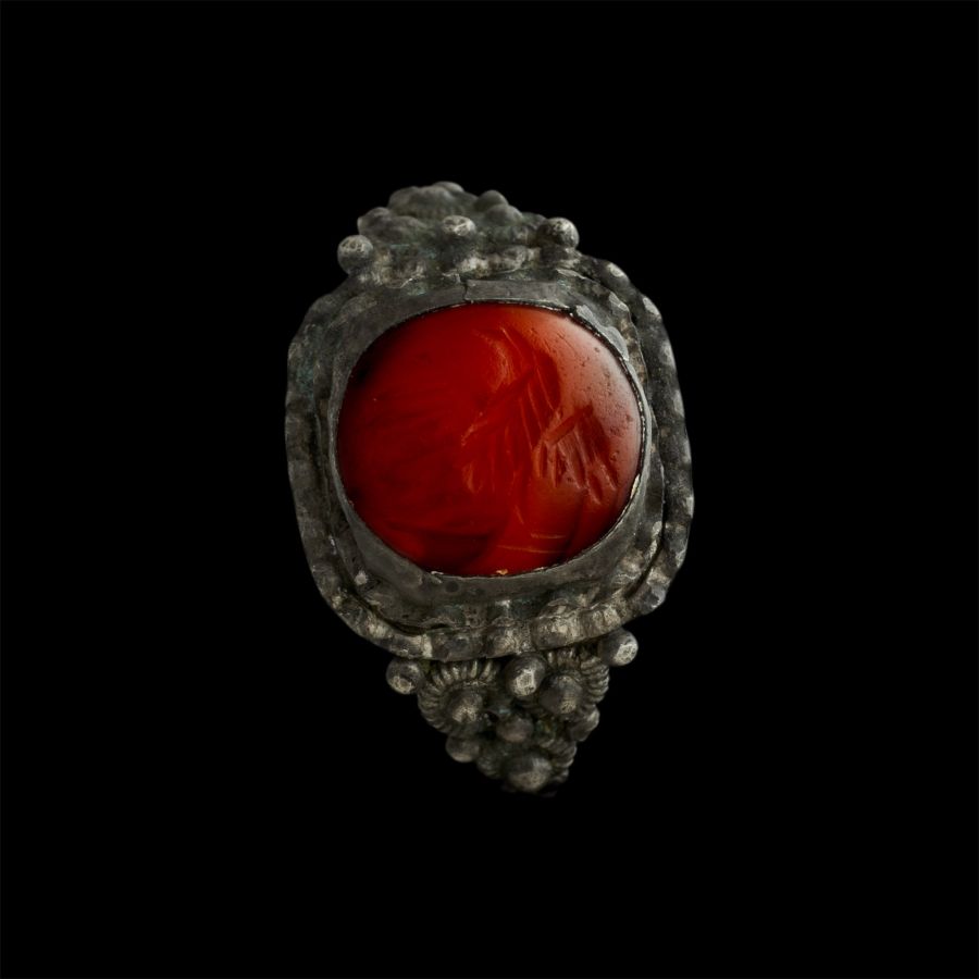 Roman Eagle Gemstone in Silver Ring