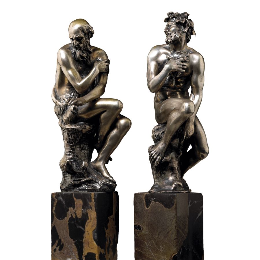 Silvered Statuette Pair