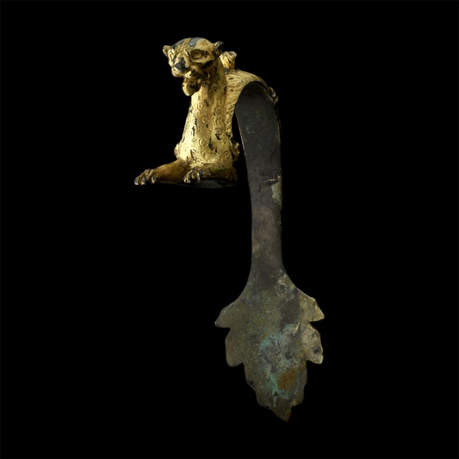 Roman Gilt Bronze Panther Handle