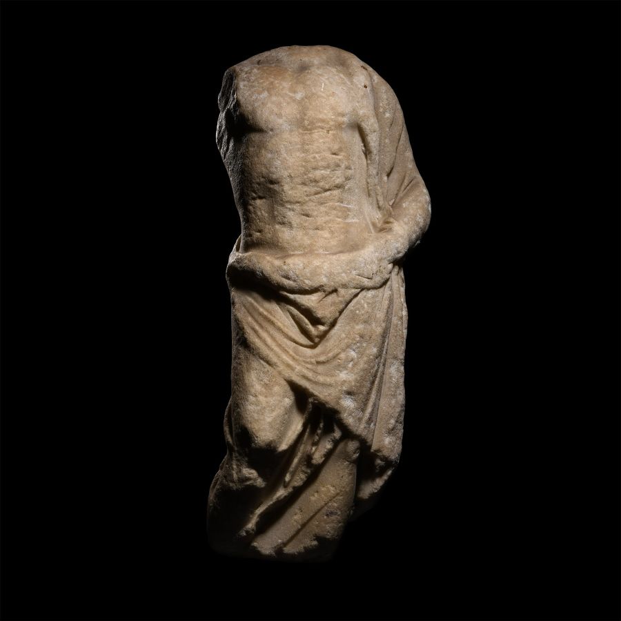 Roman Marble Draped Torso of Asclepius