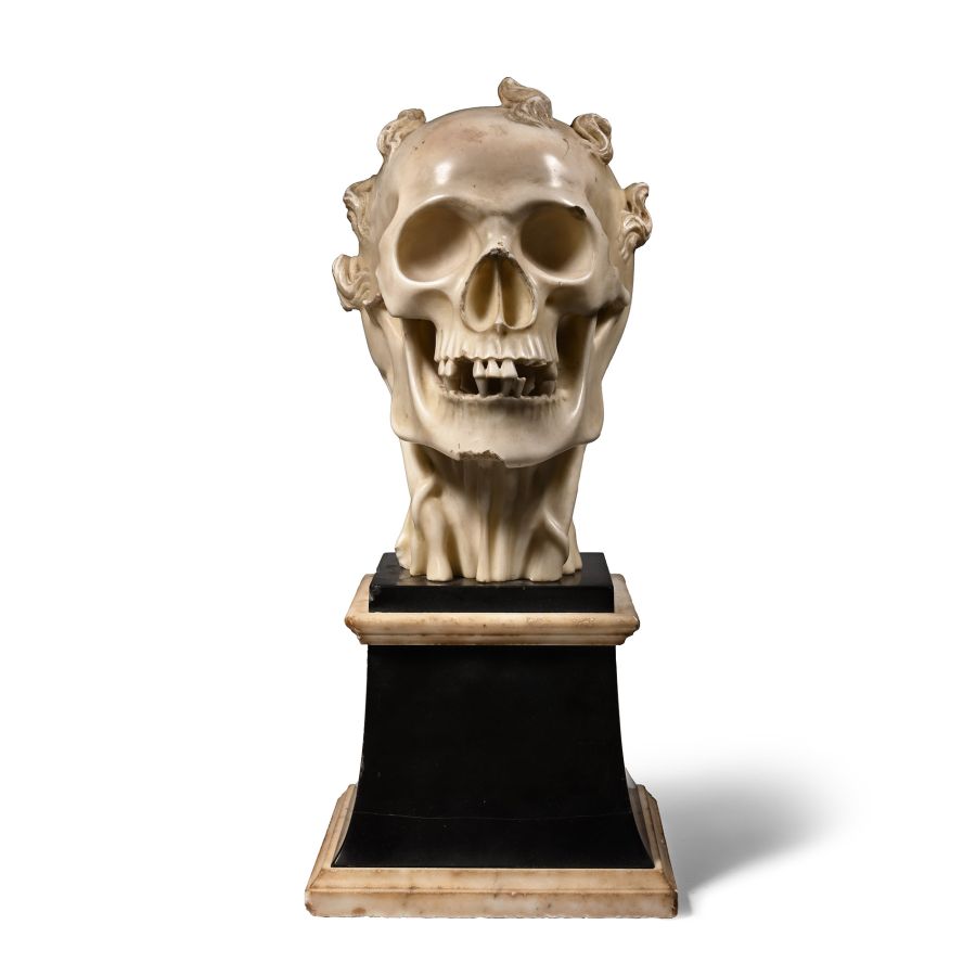 Carved Marble Memento Mori Skull