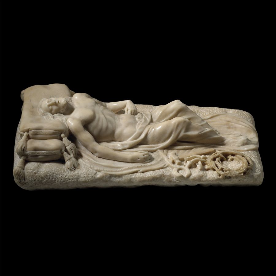 Carved Marble Recumbent Christ