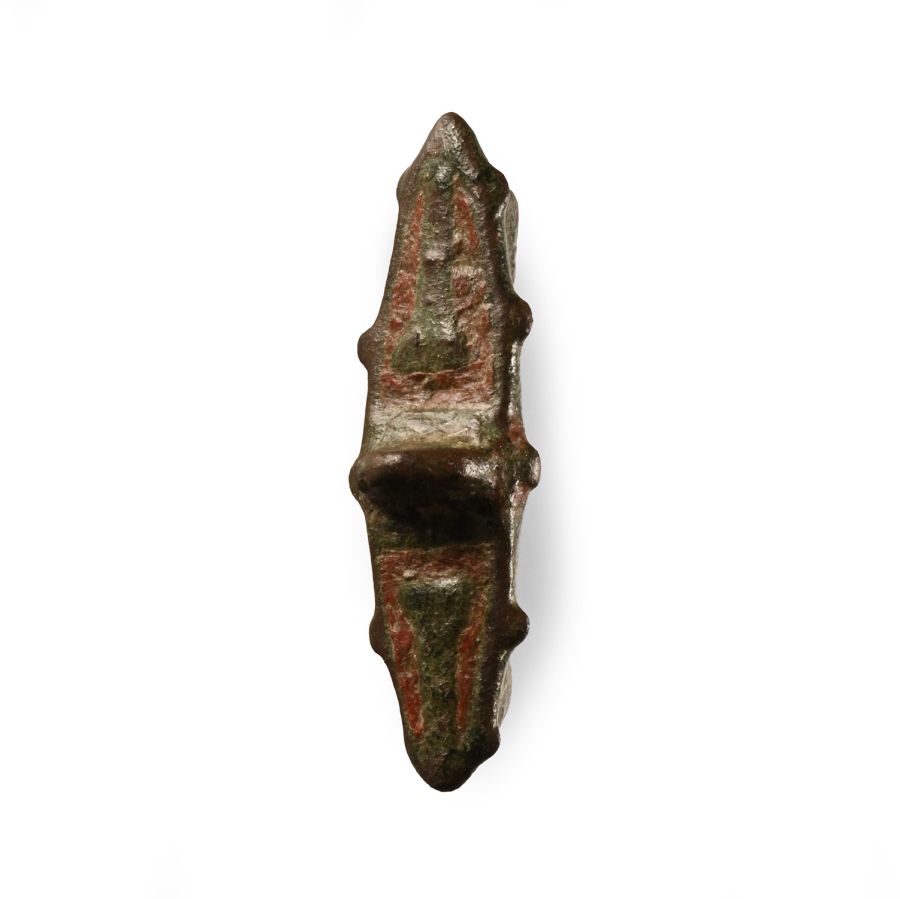 Roman Double Phallic Enamelled Bronze Plate Brooch