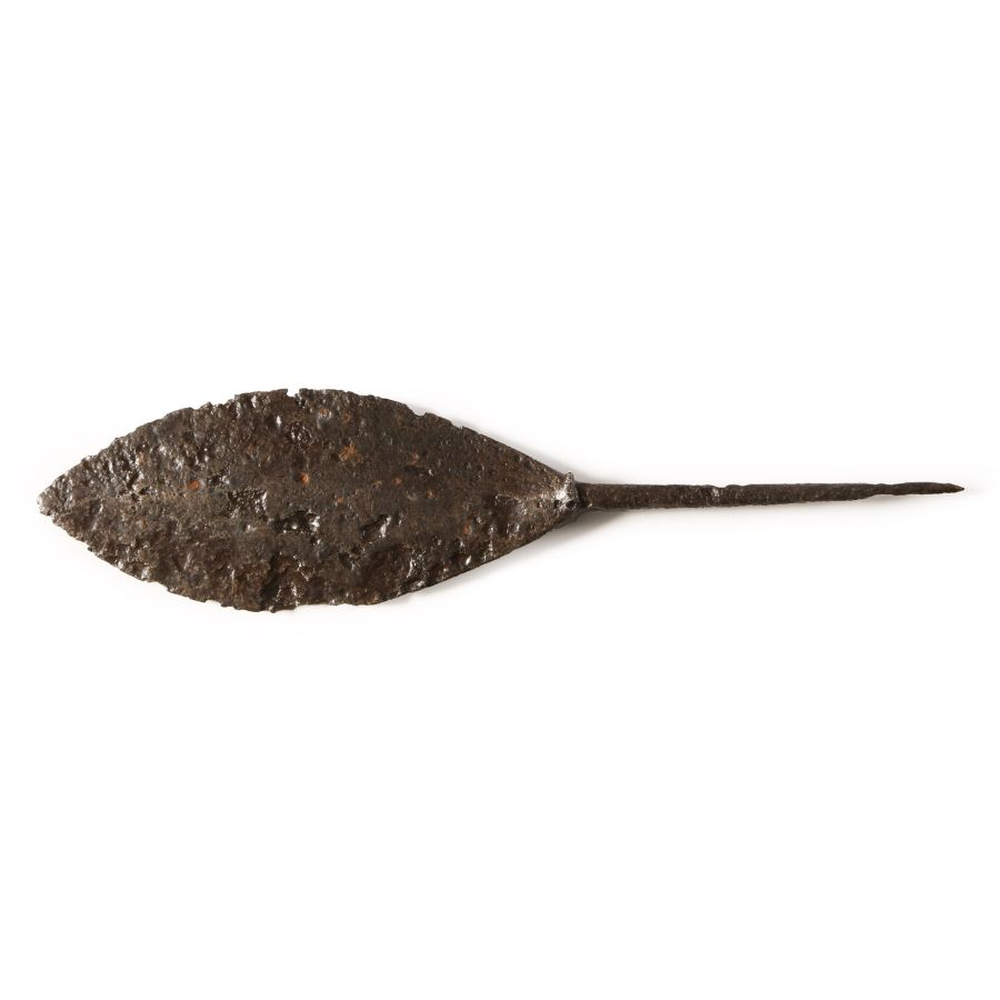 Large Medieval Leaf-Shaped Iron Arrowhead