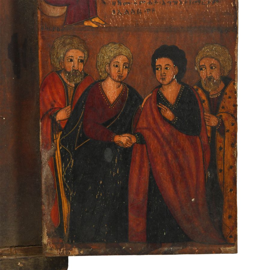 Large Ethiopian Triptych Icon with the Virgin and Child