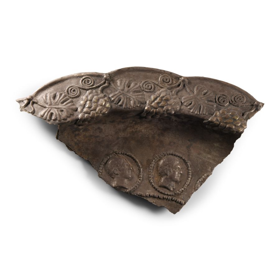 Silver Bowl Fragment in Neo Classical Style with Indo-Greek Portraits