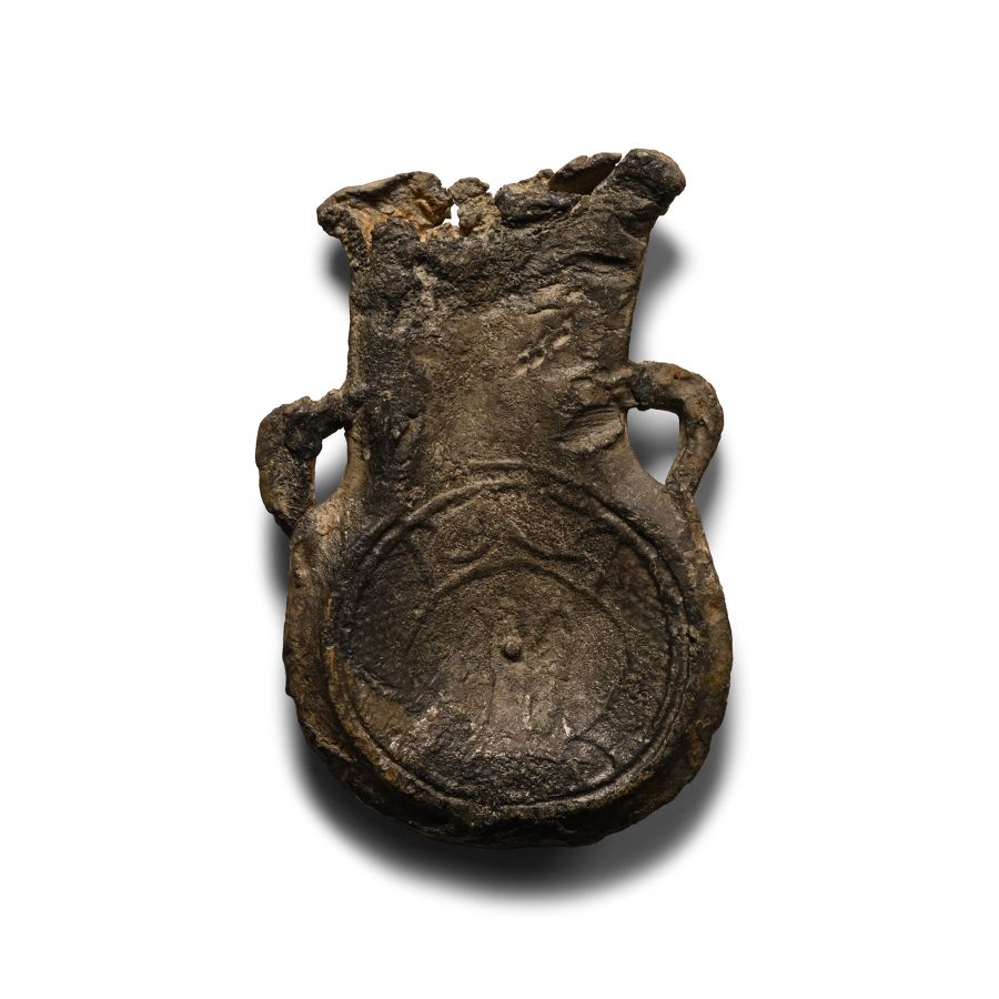 Medieval 'Walsingham' Pewter Pilgrim's Holy Water Ampulla