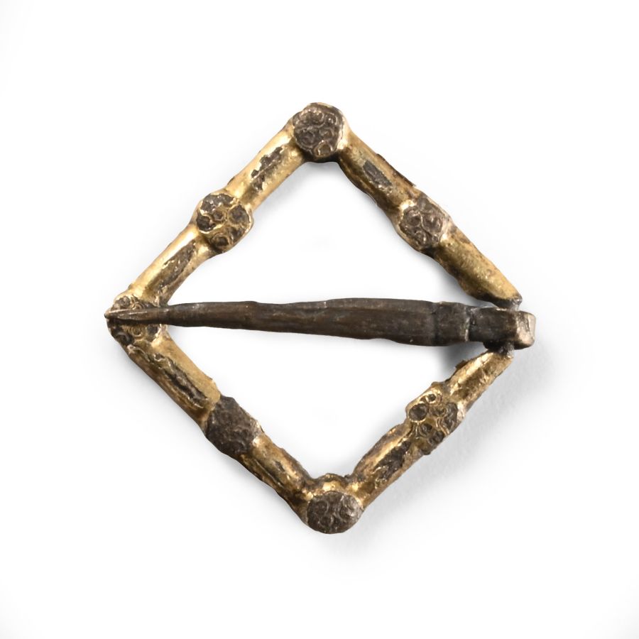 Medieval 'Thames' Silver-Gilt Lozenge-Shaped Brooch