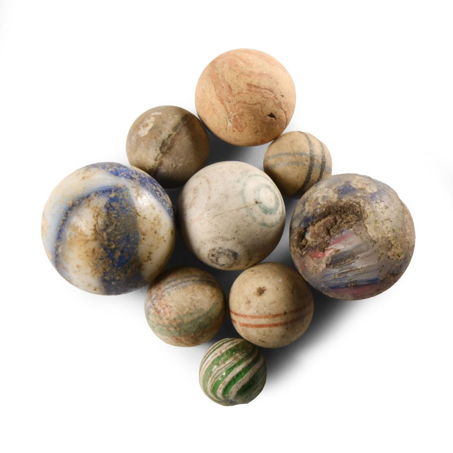 Post Medieval 'Thames' Decorated Ceramic and Glass Marble Collection