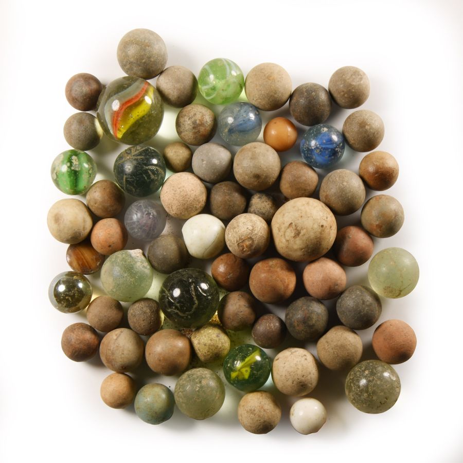 Post Medieval 'Thames' Decorated Ceramic and Glass Marble Collection