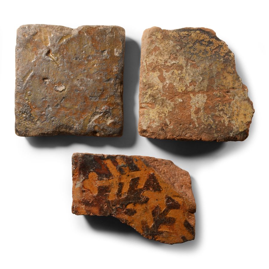 Medieval 'Thames' Glazed Floor Tile Fragment Group