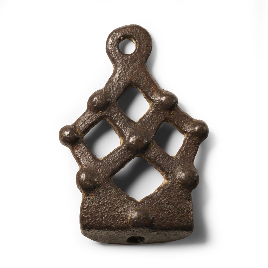 Anglo-Scandinavian Viking Bronze Lozenge-Shaped Openwork Apex Stirrup Mount