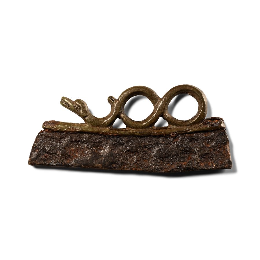 Viking Age Iron Fire-Striker with Bronze Serpent Handle