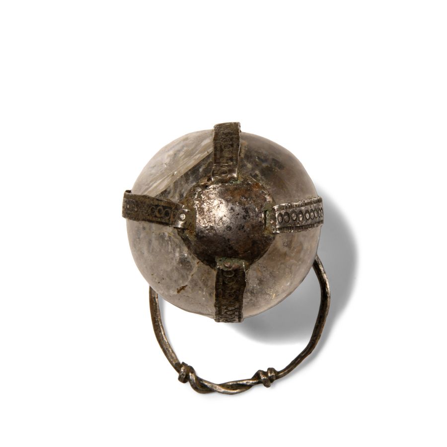 Large Saxon Period Silver Pendant with Rock Crystal Orb