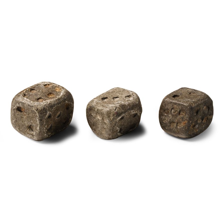 Large Roman Lead Gaming Dice Group