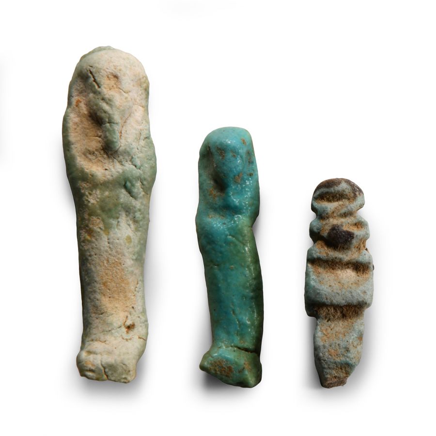 Egyptian Faience Shabti and Amulet Group