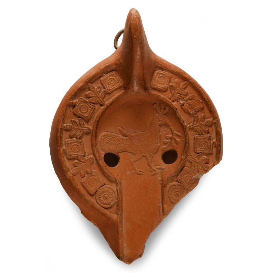 Roman Redware Lamp Sherd with Bird