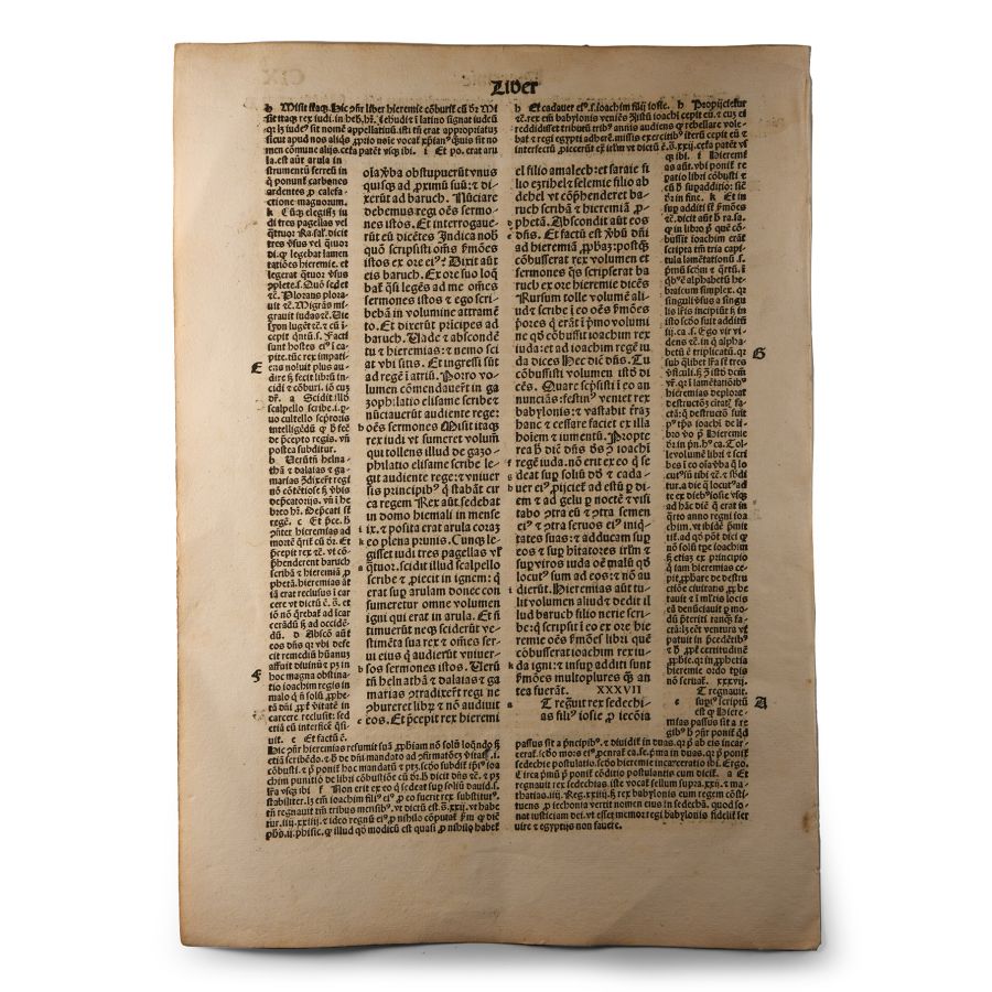 Medieval Printed Paper Bible Page by Johann Grüninger