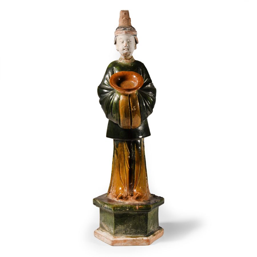 Large Chinese Ming Glazed Terracotta Figure
