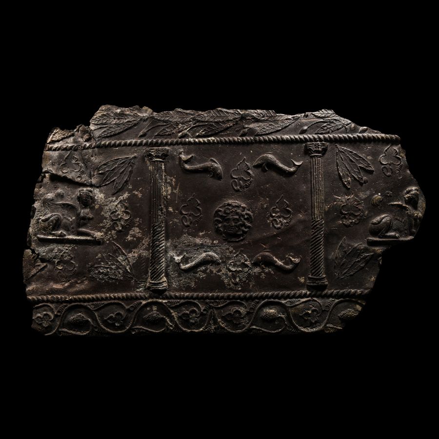 Roman Lead Sarcophagus Panel Fragment