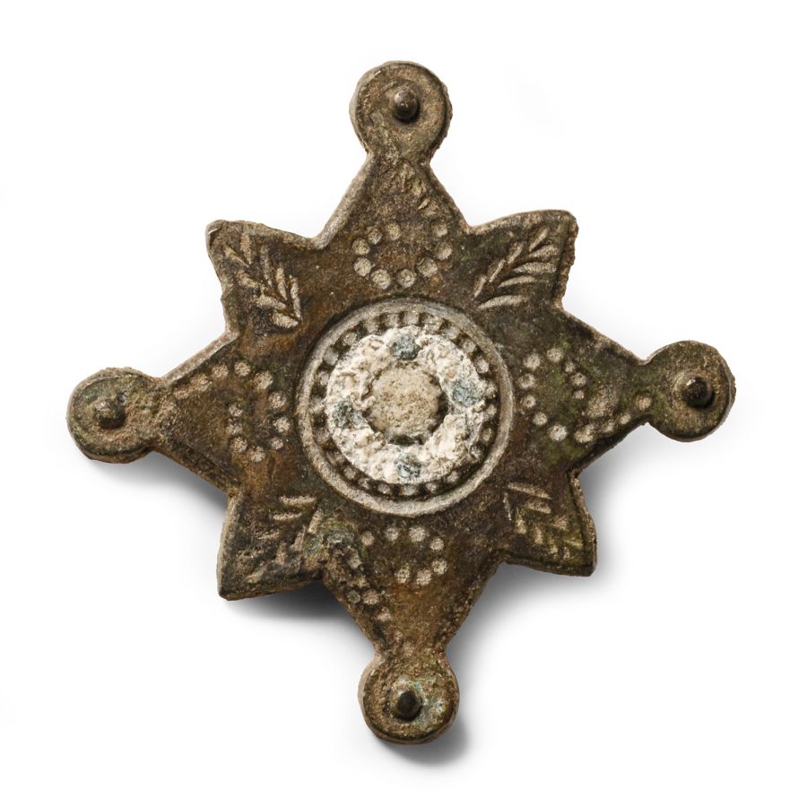 Roman Bronze Star-Shaped Plate Brooch