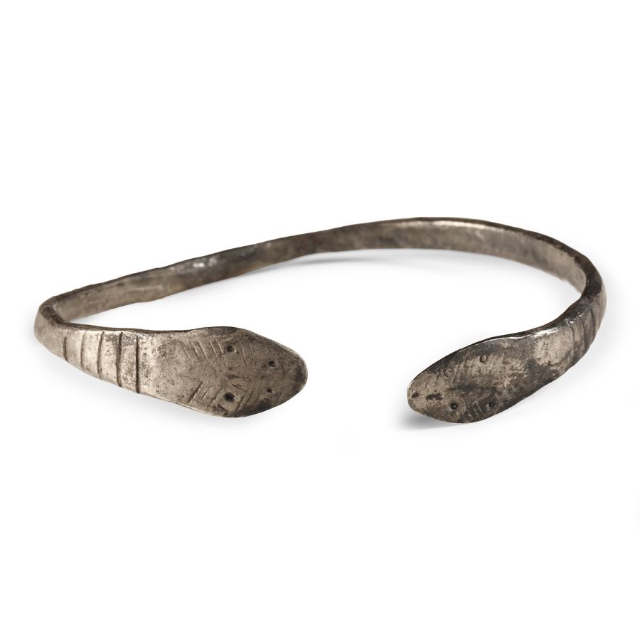 Roman Silver Snake Head Bracelet