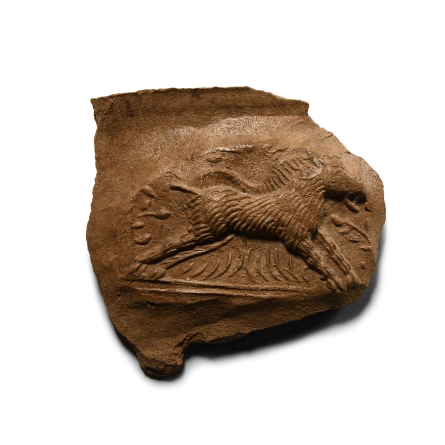 Roman Terracotta Bowl Fragment with Boar