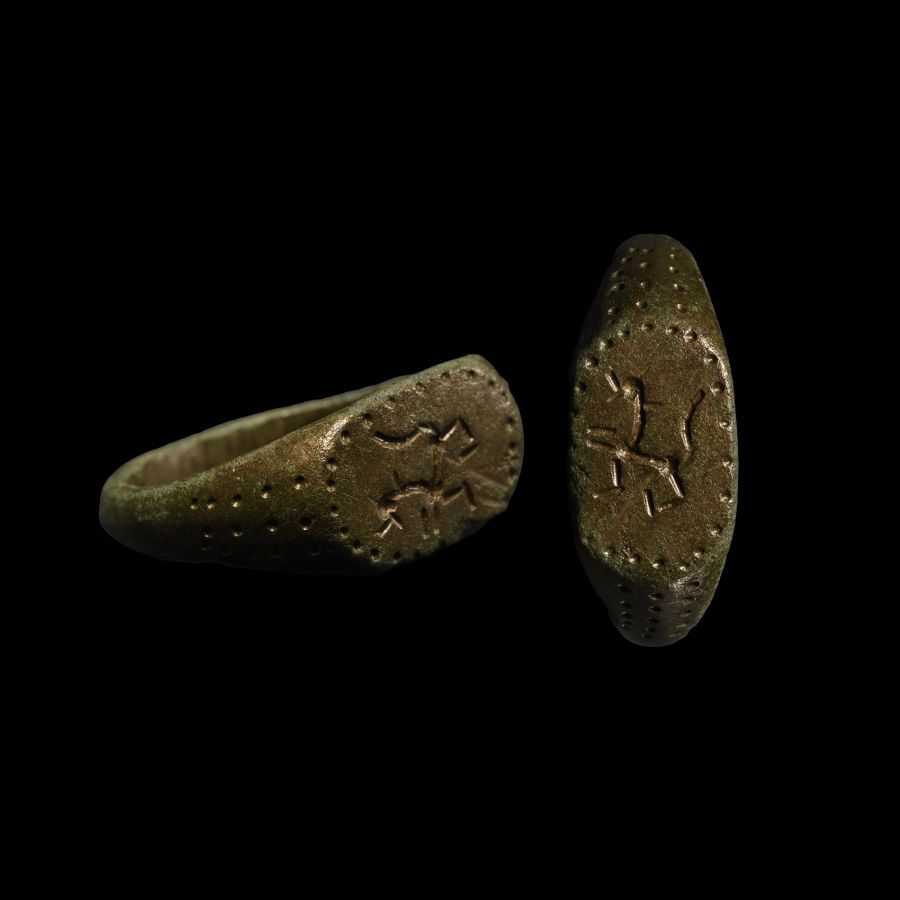 Roman Bronze Ring with Mythical Animal