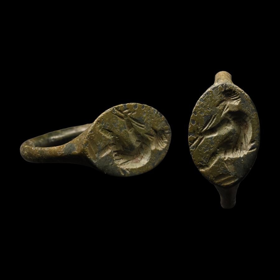 Greek Bronze Signet Ring with Pan