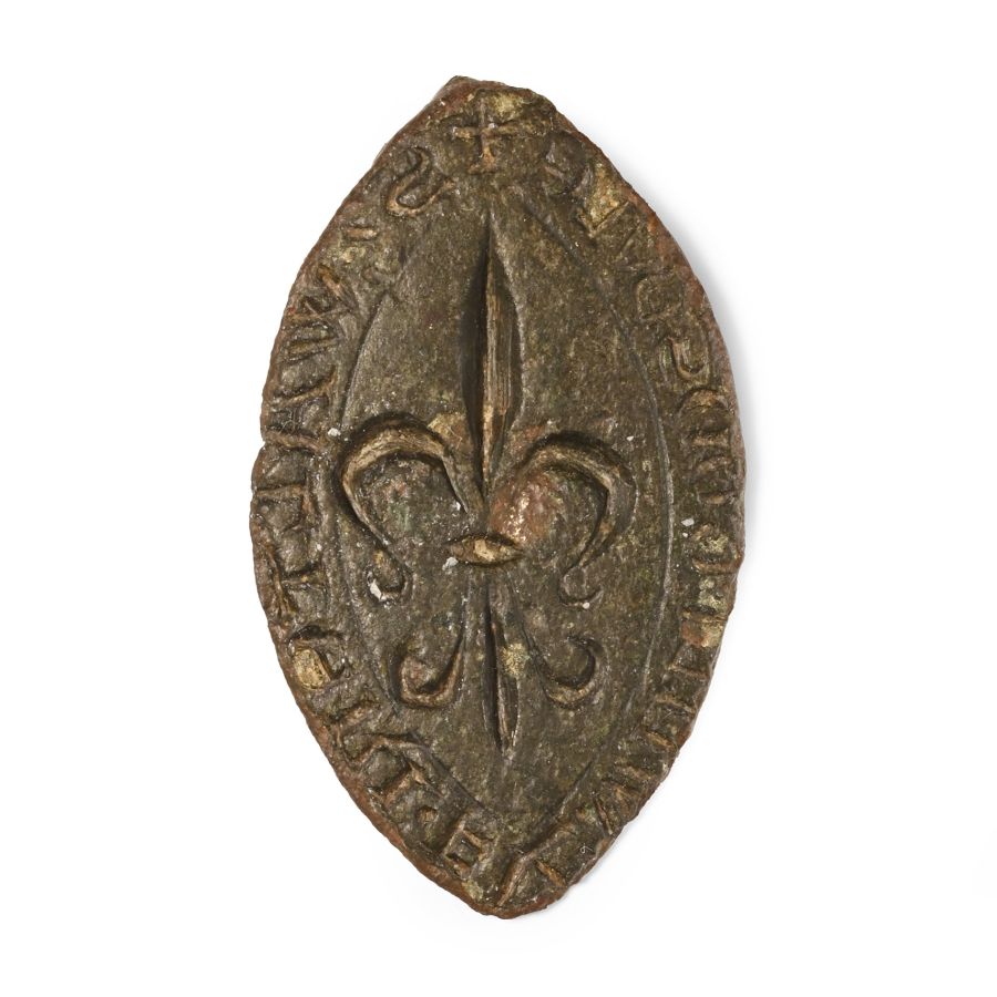 Medieval Bronze Vesica-Shaped Personal Seal Matrix for Walter