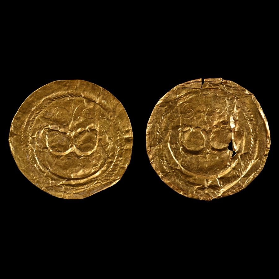 Roman Sheet Gold Phalera Cover Pair with Pelta Shields