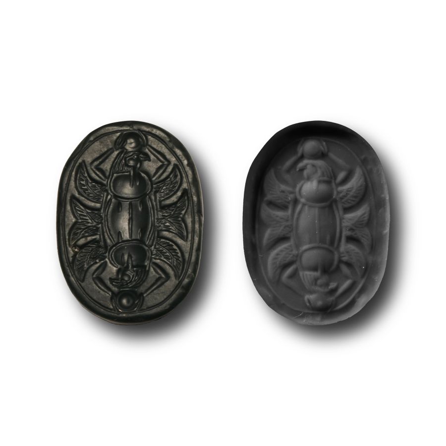Phoenician Green Jasper Scarab with Heads of Horus