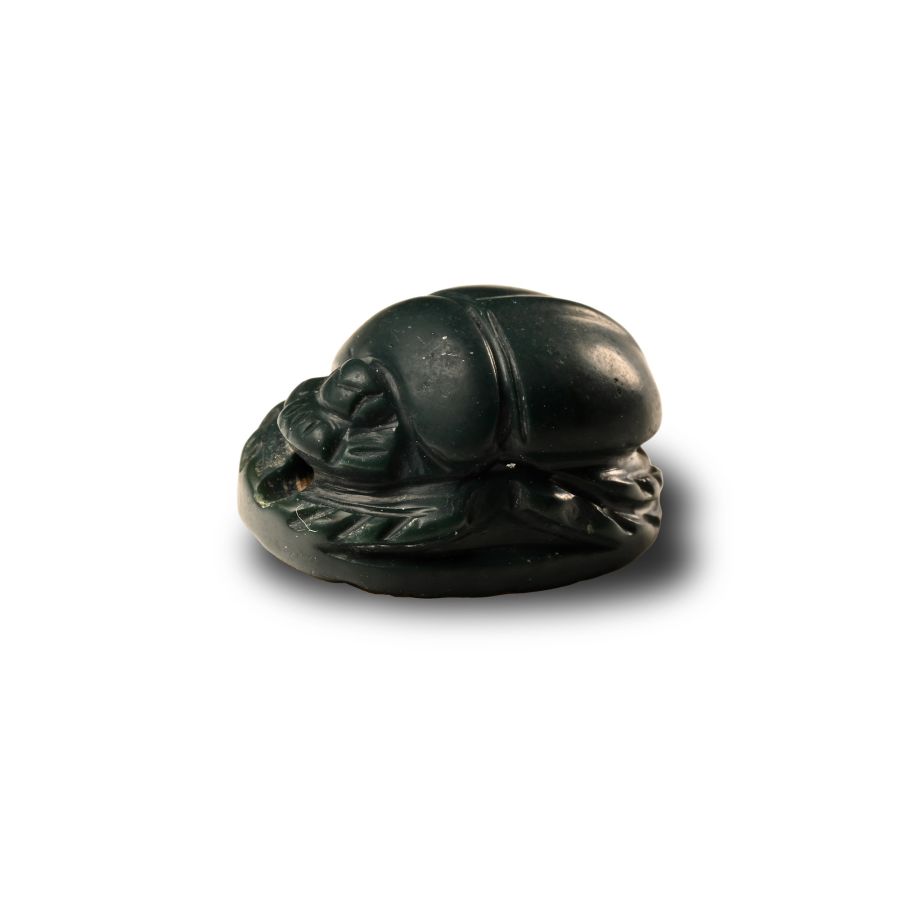 Phoenician Green Jasper Scarab with Heads of Horus