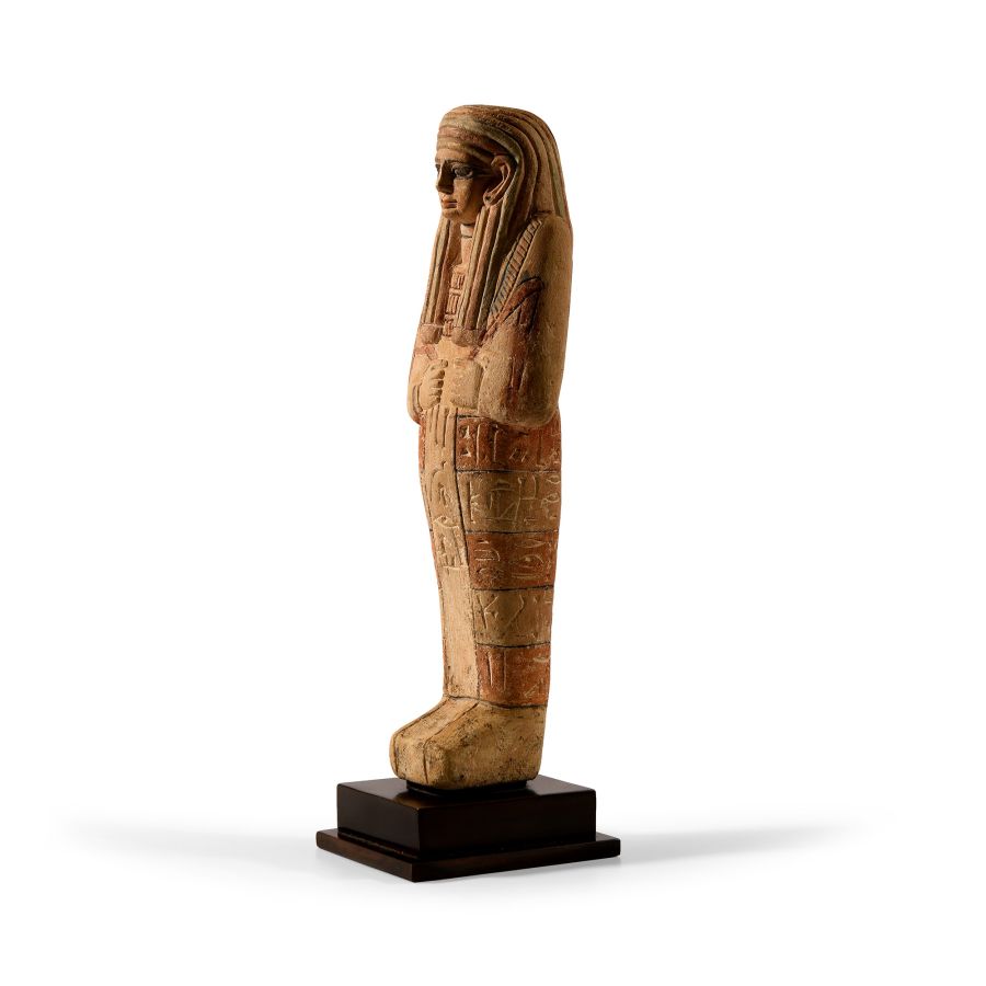 Egyptian Limestone Painted Shabti Inscribed for Ir-Nu