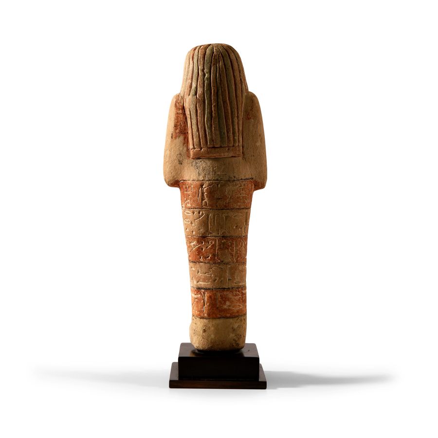 Egyptian Limestone Painted Shabti Inscribed for Ir-Nu