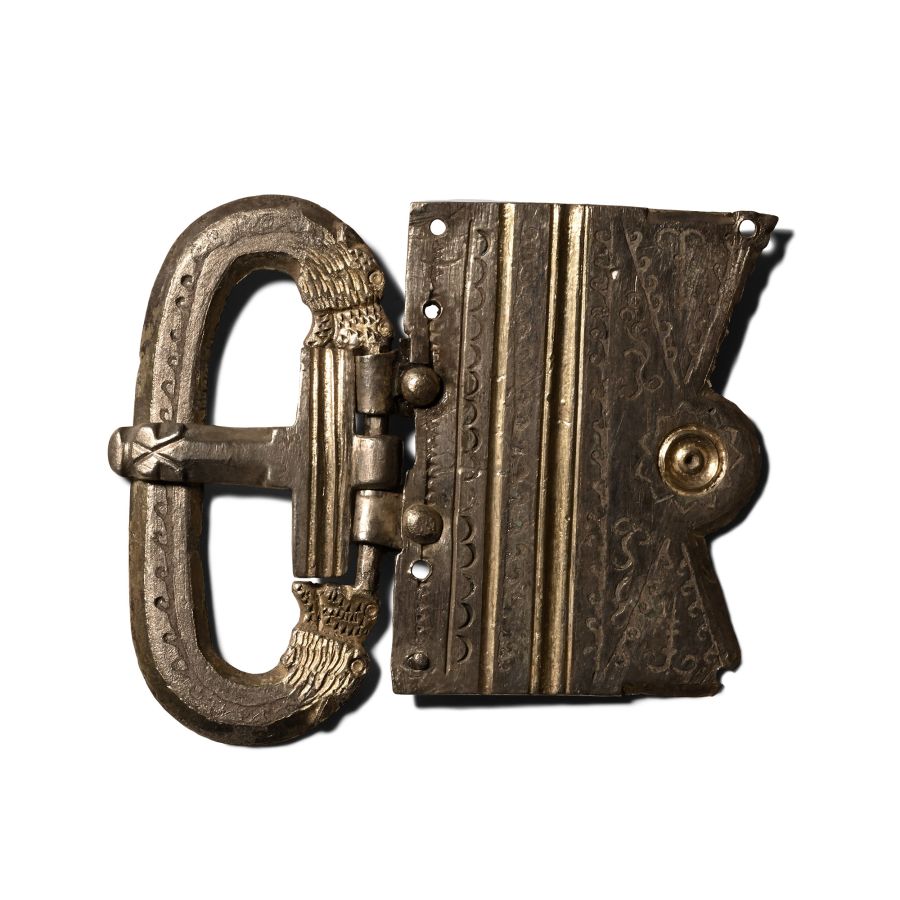 Late Roman Gilt Silver Buckle with Dragon Heads