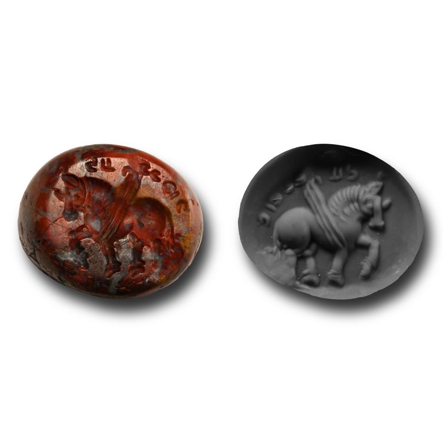 Sassanian Red Jasper Seal with Pegasus
