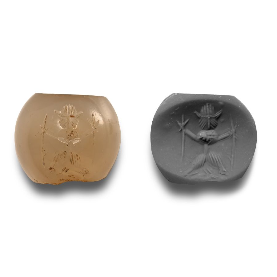 Sassanian Chalcedony Hair Ring with Gayomard Figure