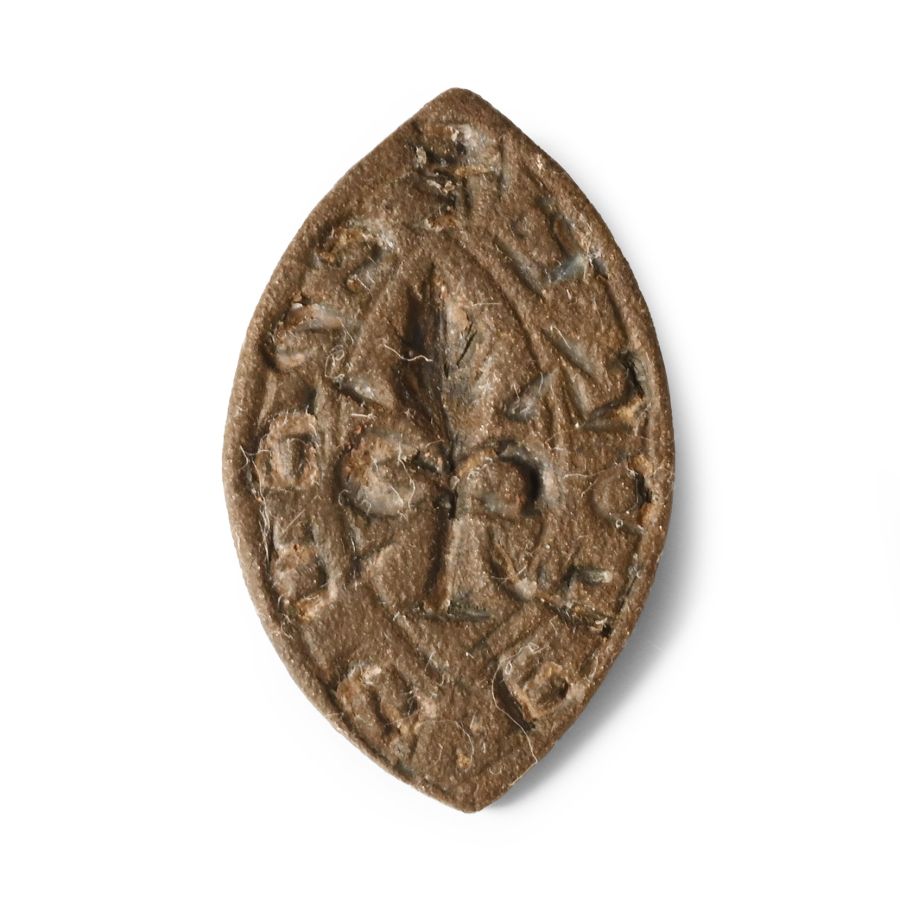 Medieval Bronze '+ CREDE FLORE' Vesica-Shaped Seal Matrix