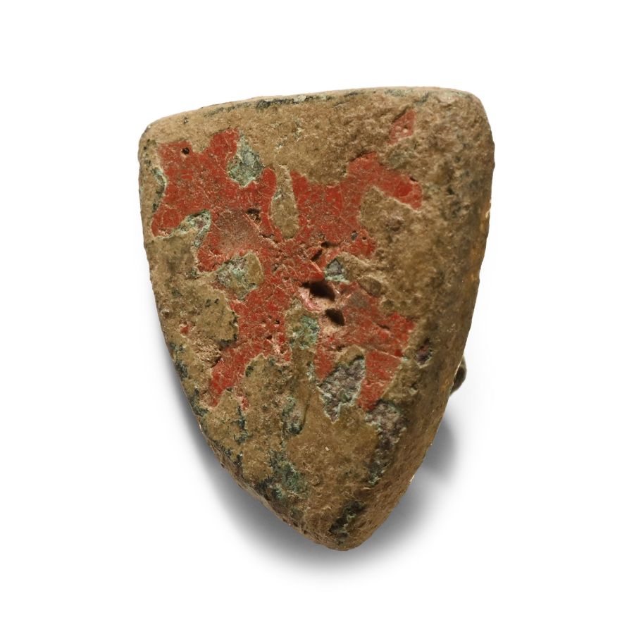 Medieval Knight's Enamelled Bronze Heraldic Stud with Cross