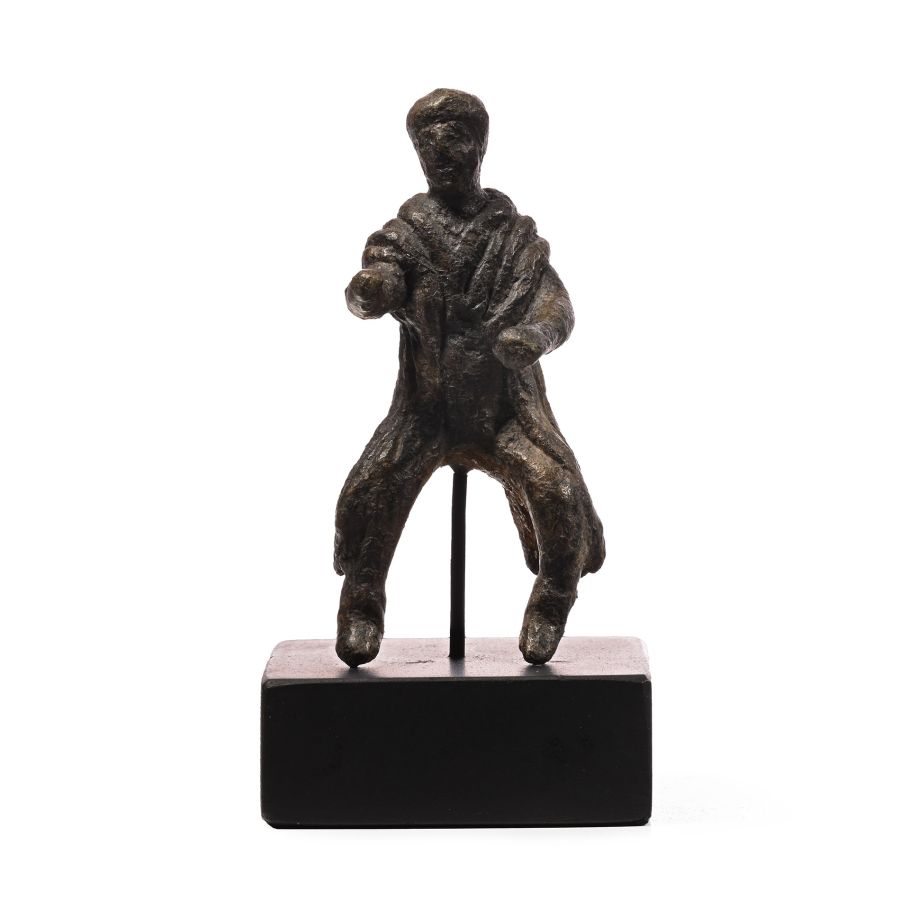 Roman Bronze Cavalryman Statuette with Paenula