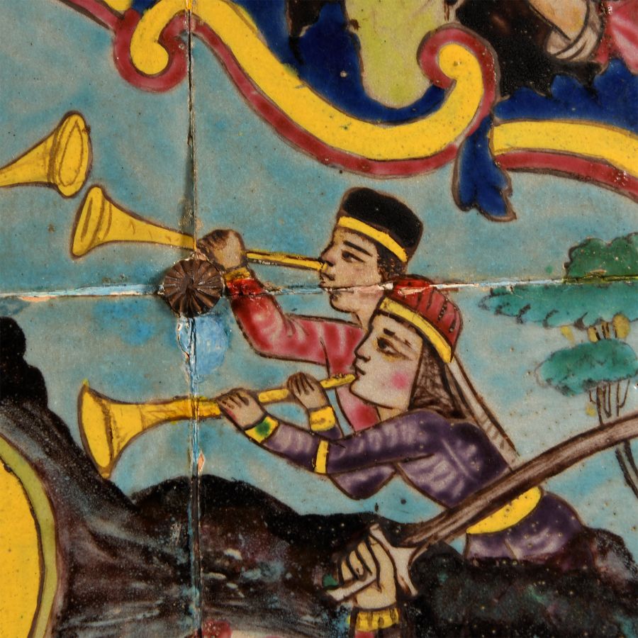 Qajar Tiles Decorated with Persian Battle Scene
