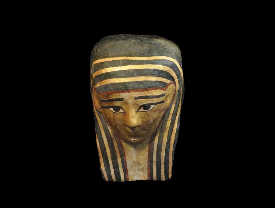 Egyptian Gilt Cartonnage Mummy Mask