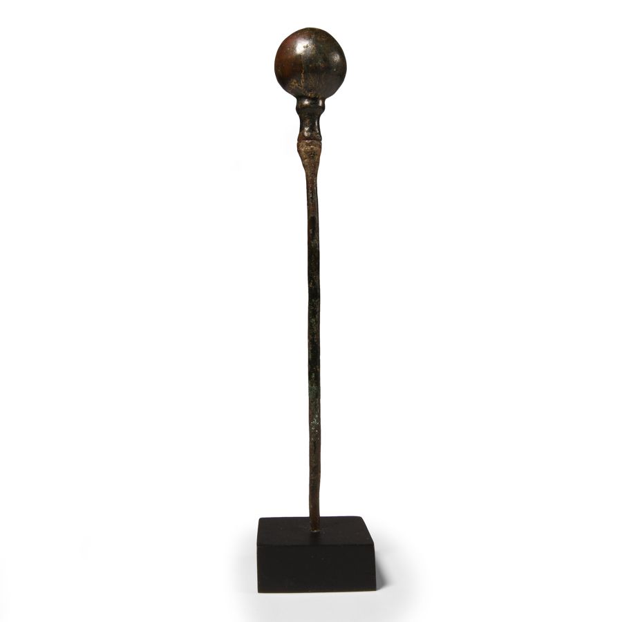 Amlash Bronze Pin with Solid Sphere Finial