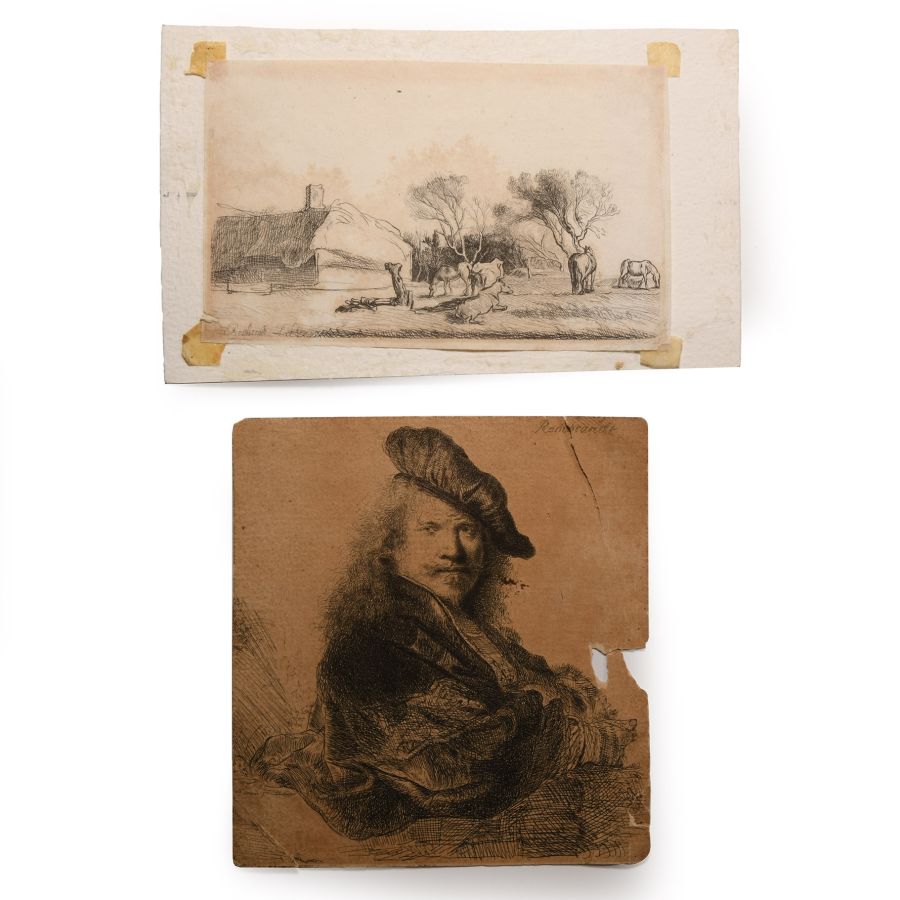 Two Rembrandt van Rijn Etchings