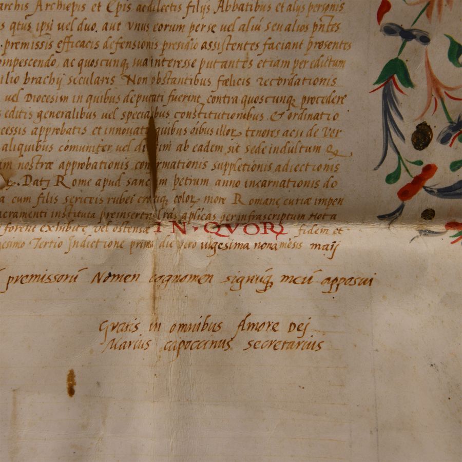 Post Medieval Vellum Document of Pope Paul III